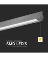 36W LED lineært pendel armatur, 3IN1 CCT - 2880lm, mat grå, Samsung LED, inkl. wireophæng