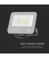 30W LED projektør, Samsung LED chip - Sort, 3000K, 1m ledning, IP65 udendørs