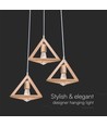 3xE27 Designer pendelophæng i træ - Brun, 26x26cm, 1m ledning, uden lyskilde