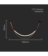 12W Designer loftslampe - 1440lm, L166cm, metal, hvid kant