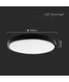 24W LED loftslampe med Samsung LED chip - Rund, sort kant, Ø29,5cm, IP44, 5 års garanti
