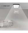 18W LED Kuppel Lys - Samsung Chip, 4000K, Firkantet, Sort Ramme, IP44