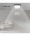 24W LED Dome Lys - Samsung Chip, 4000K, Kvadratisk, Sort Ramme, IP44.