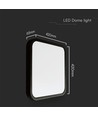 48W LED loftslampe, 42x42cm - 4000K, IP44, sort kant, kvadratisk, 5160lm