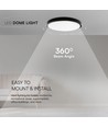 36W LED dome lys - Samsung chip, 3000K, rund, sort ramme, IP44