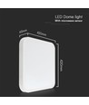 V-Tac 36W LED sensorlampe - Samsung Chip, 42 x 42cm, hvid kant, IP44, fjernbetjening, indbygget sensor, inkl. lyskilde