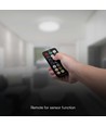 18W LED sensorlampe - IP44, Ø29,5cm, Sort kant, indbygget sensor, fjernbetjening, inkl. lyskilde