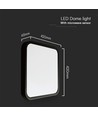 36W LED sensorlampe - IP44, 42x42cm, sort kant, Samsung Chip, 4000K, indbygget mikrobølgesensor