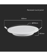 24W Ø29,5cm LED indbygningspanel - Samsung LED chip, 3000K, 110lm/W, Hul: Ø27,5-28 cm, Mål: Ø29,5 cm