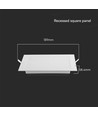 12W 17cm x 17cm LED indbygningspanel - Hul: 15,5cm x 15,5 cm, Mål: 17cm x 17cm, Samsung LED Chip