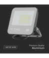 50W LED projektør - IP65, Sort, arbejdslampe, Samsung chip, 4000K, grå, matteret glas