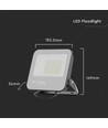 50W LED projektør - 160lm/W, 4000K, Sort hus, grå