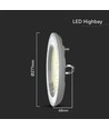 150W LED high bay, CCT - 82lm/W, Ø27,7cm, 3 lyskulører, IP20 indendørs