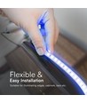 50m 10,5W/m Blå LED strip - 121 LED pr. meter, IP65 vandtæt, 230V, inkl. stik