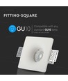 Firkantet GU10 gips indbygningsspot - Hvid, 123x123 mm hul, IP20, uden lyskilde