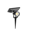 2W LED solcelle havespot med spyd - IP65, sort, 3.7V, skumringssensor, COB LED, varm hvid