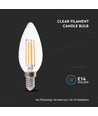 E14 6W LED kertepære filament - 130lm/W, klart glas, C37