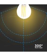 E27 6W LED kronepære - G45, kultråd, klar, 230V