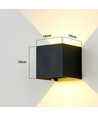 6W Dæmpbar CUBIC PRO væglampe - IP65, sort, sløjfbar, justerbar, firkantet, op/ned, inde / ude, inkl. lyskilde