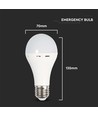 A70 Nødplastlampe 9W E27 - Med Batteri 3 Timer 4000K