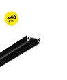 40 stk. 2m aluprofil SURFACE10 BC/UX - Sort anodiseret, påbygning, LED skinne