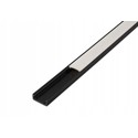 PVC profil 16x7 til LED strip - 2 meter, sort, inkl. mælkehvidt cover