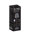 V-Tac opladelig bordlampe, trådløs - Sort, IP54 udendørs bordlampe, touch dæmpbar, model mini