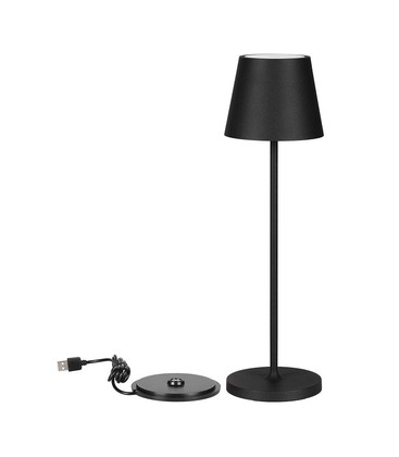 V-Tac opladelig bordlampe, trådløs - Sort, IP54 udendørs bordlampe, touch dæmpbar, model mini