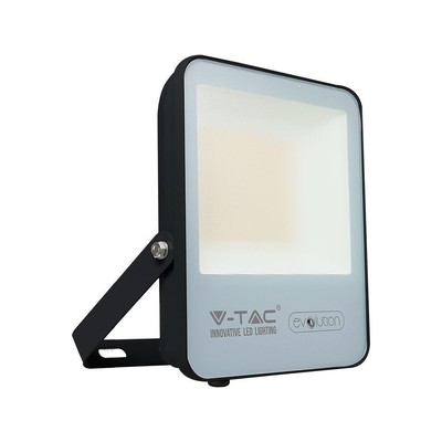 V-Tac 100W LED projektør - 150LM/W, arbejdslampe, udendørs - Dæmpbar : Ikke dæmpbar, Farve på hus : Sort, Kulør : Varm