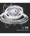 10m 8W/m stænktæt LED strip - 24V, IP65, 120 LED pr. meter, 6500K