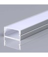 2m Alu profil til LED strips, sølv - 20x10mm, inkl. satin cover, overflademonteret