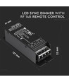 LED lysdæmper med RF fjernbetjening, 25A - 12V/24V, synkroniserbar, hukommelsesfunktion, IP20