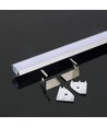 2m hjørneprofil i aluminium til LED strips, sort - Inkl. mælkehvidt cover, 19x19mm, IP20 indendørs