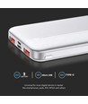 10000mAh Powerbank, 22.5W - Ultra slim, aluminium, hvid, fast charger