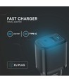 20W USB rejseadapter med PD og QC - Sort, hurtiglader, 1x USB-A og 1x USB-C PD