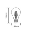 E27 6W dæmpbar LED pære - Kultråd LED, A60