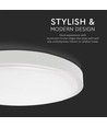 24W LED sensorlampe - Ø29,5cm, IP44, hvid kant, 4000K, indbygget mikrobølgesensor
