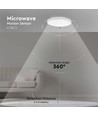 24W LED Dome Lys - Mikrobølge Sensor, 3000K, Rundt, Hvid Ramme, IP44