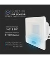 V-Tac 30W LED projektør med sensor, hvid - Samsung LED chip