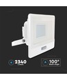 V-Tac 30W LED projektør med sensor, hvid - Samsung LED chip