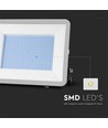 200W projektør - Samsung chip, 1m kabel, 4000K, sort hus, grå glas.