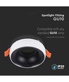 GU10 indbygningsspot - Rund, hvid ramme, sort reflektor, aluminium, IP20, Hul: Ø6 cm, Mål: Ø9,2 cm