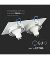 Dobbelt GU10 indbygningsspot, hvid - IP54, aluminium, hul: 155x75 mm, mål: 173x91 mm, uden lyskilde