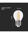 E27 6W LED kronepære filament - G45, 800lm, 133lm/W, klart glas, 6400K
