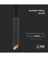 GU10 pendel i sort aluminium, Ø5,5cm - 30cm lang, IP20 indendørs, uden lyskilde