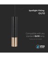 1xGU10 Hængende Pendel - Sort+Guld, Ø60x300mm.