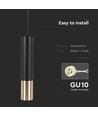 1xGU10 Hængende Pendel - Sort+Guld, Ø60x300mm.