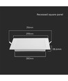24W kvadratisk LED indbygningspanel - Backlit, 4000K, hul: 20,5 x 20,5 cm, mål: 22,5 x 22,5 cm
