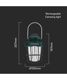 3W + 5W - Flamme Arbejds-Camping Genopladelig Lampe, Dæmpbar, IP44