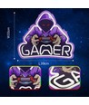 Gamer neon skilt med LED lys - Stor model 39x33 cm, perfekt til gaming værelse